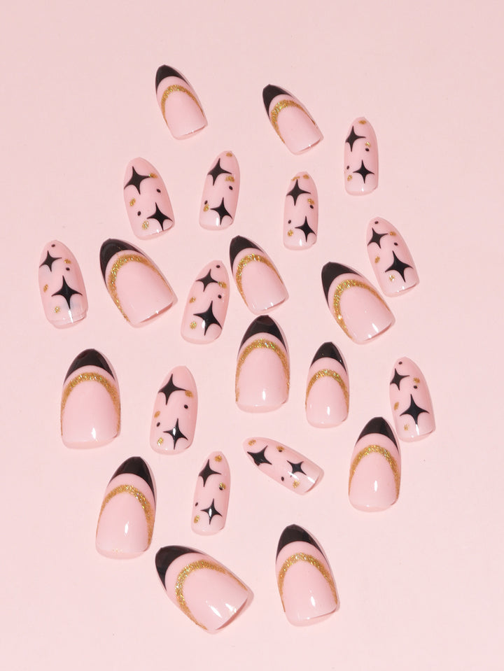 Artistic Starry Stiletto Nail Art Bowlift