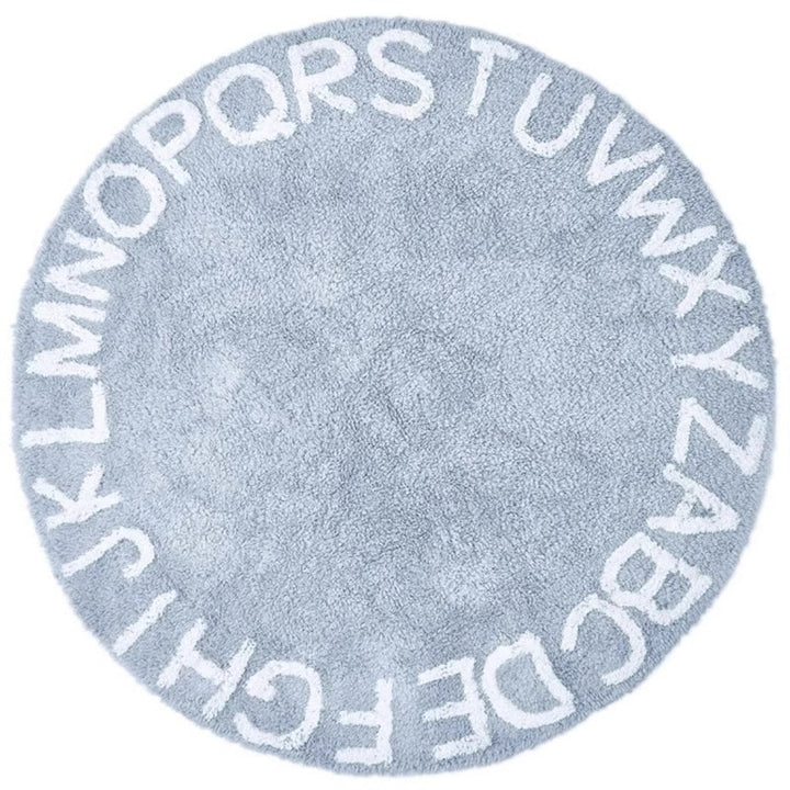 Round Alphabet Playroom Rug Soft Non-Slip Educational Floor Mat Bowlift