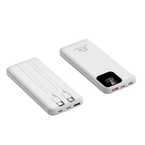 Power bank with integrated charging cables and digital charging display Bowlift
