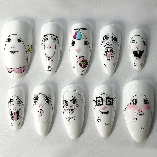 Creative Character-Themed Press-On Nail Art Set Bowlift