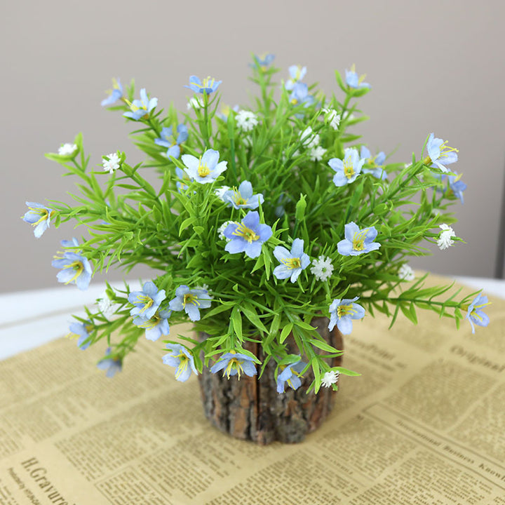 Lifelike Floral Arrangement with Rustic Wood Pot