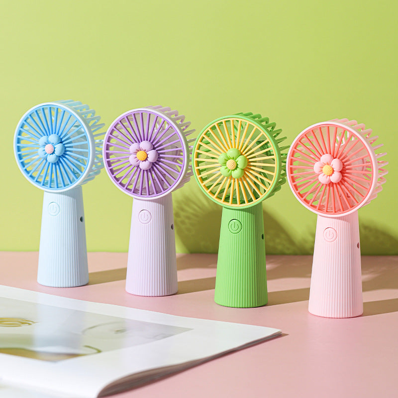 Women's Portable Mini Hand Fan with Floral Pattern Bowlift