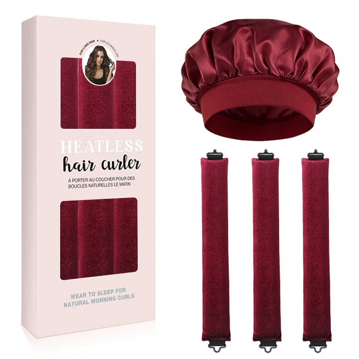 Satin Sleep Cap and Hair Rollers