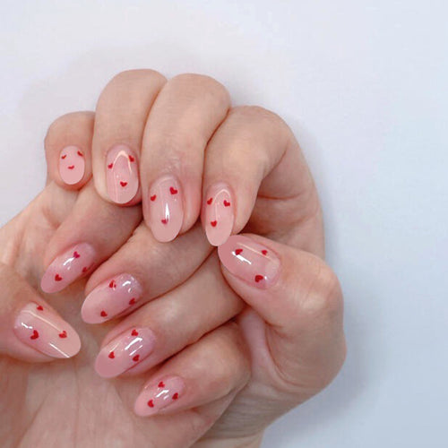 Heart-Design Press-On Nails Bowlift
