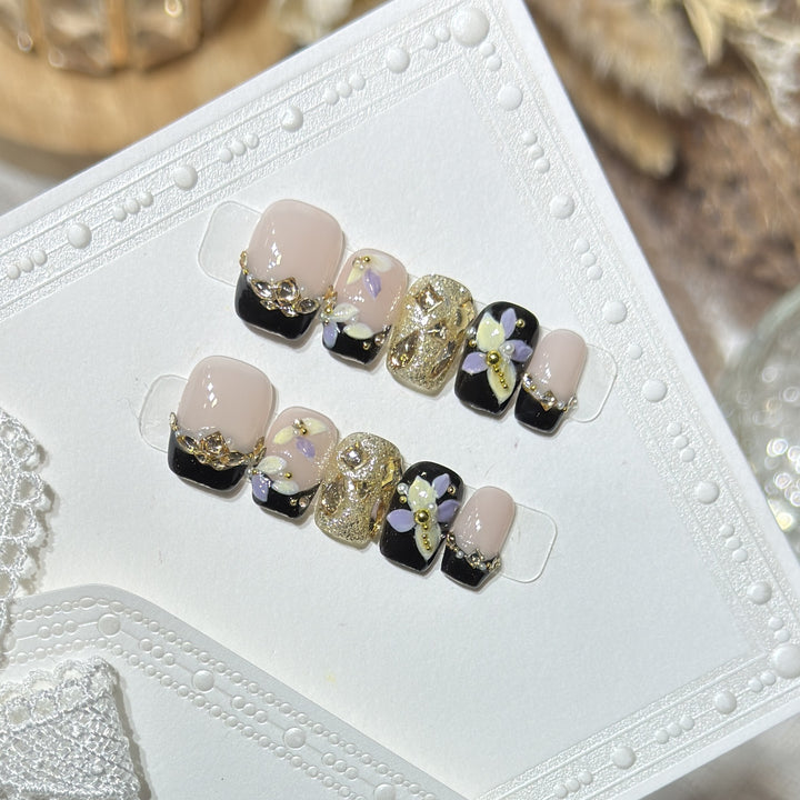 Decorative Floral Press-On Nail Art Set Bowlift 1788223891