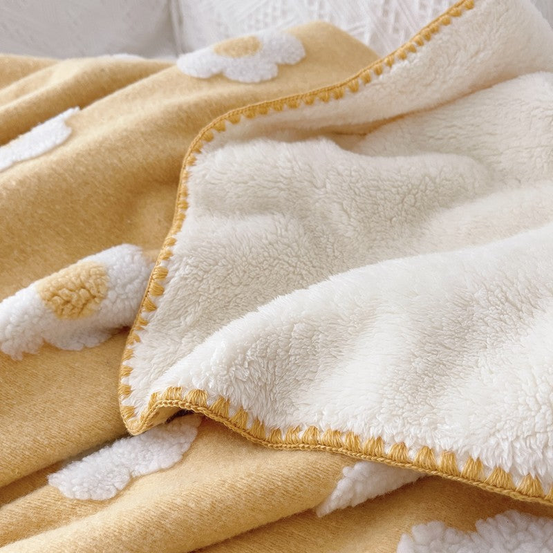 Unisex Cozy Cotton Blanket with Playful Flower Pattern Bowlift
