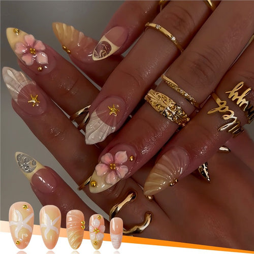 Elegant Floral Design Nail Set Bowlift