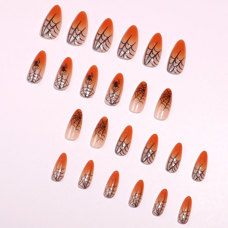 Halloween Themed Stiletto Press-On Nails with Spider Web Design Bowlift
