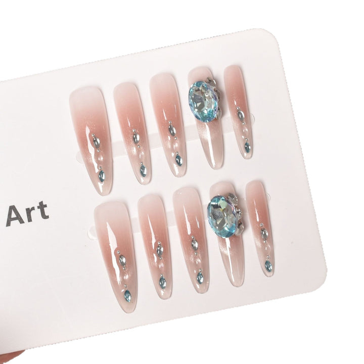 Crystal-Embellished Elegant Press-On Nails Bowlift