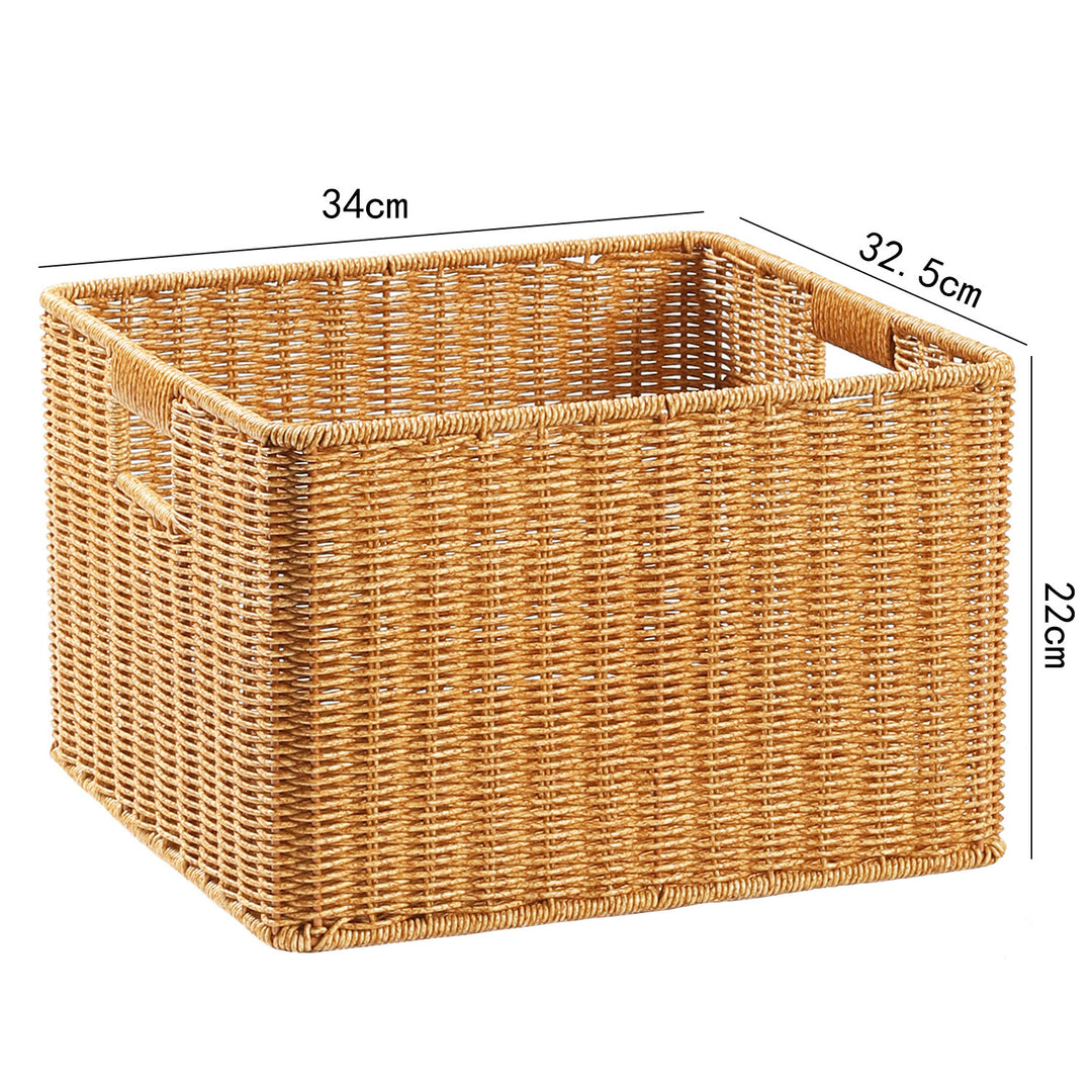 Handwoven Rectangular Storage Basket with Cut-Out Handles Bowlift