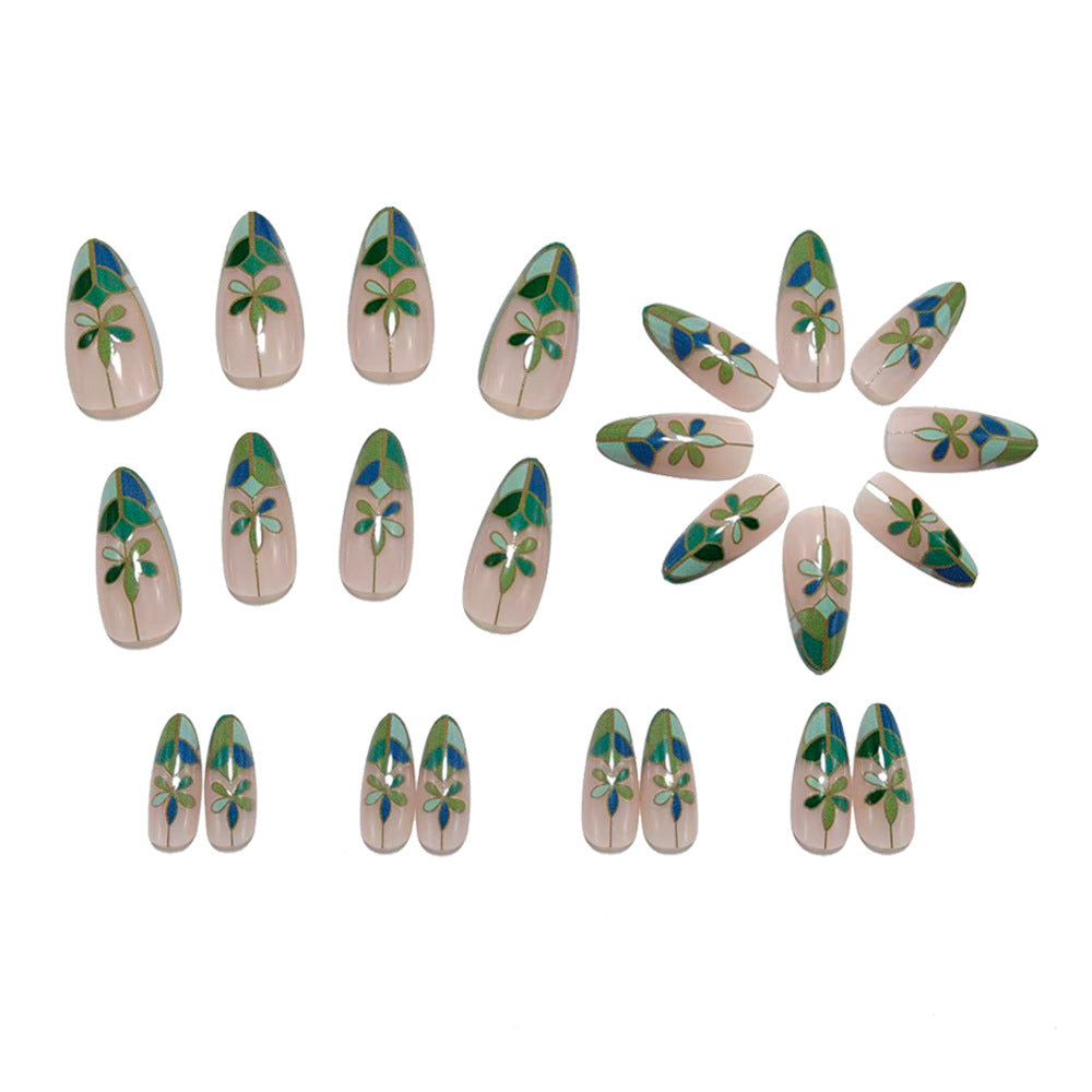 Designer artificial nails in a modern flower pattern Bowlift