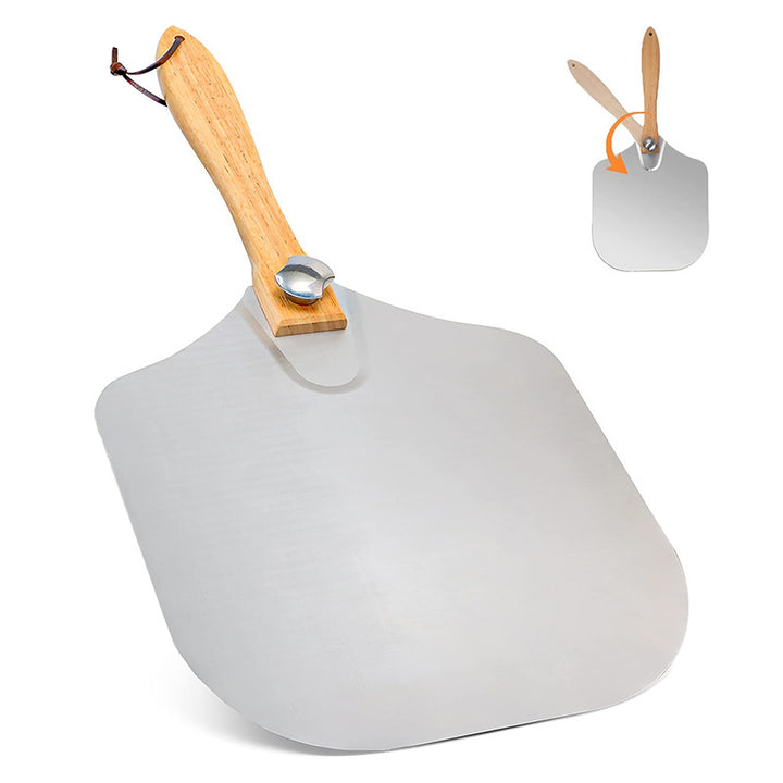 professional pizza peel set with foldable stainless steel shovel ergonomic wooden handle pizza cutter rocker and bench scraper Bowlift