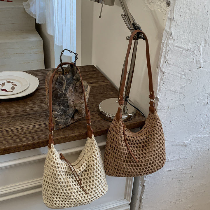 Trendy Mesh Bag with Leather Accents Bowlift