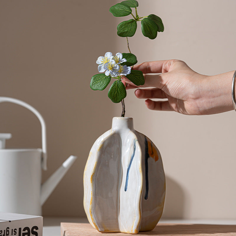 Leaf-inspired Decorative Ceramic Vase