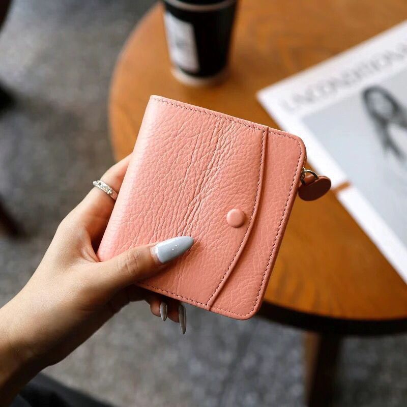Textured Leather Zippered Coin Wallet Bowlift