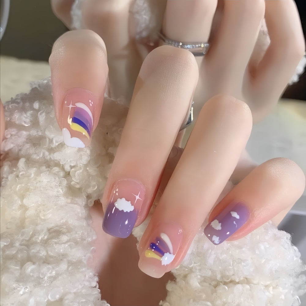 Creative Nail Art Set with colorful rainbow and cloud designs Bowlift