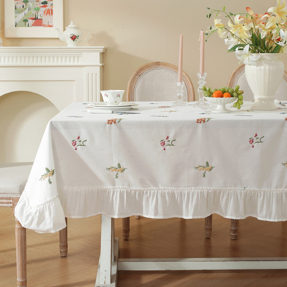 Embroidered Floral Tablecloth