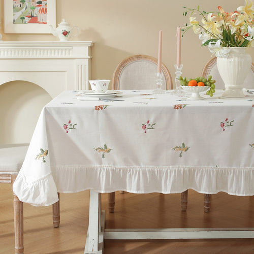 Embroidered Floral Tablecloth