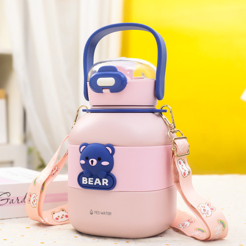 Women Insulated Drinking Bottle with Cute Bear Motif Bowlift