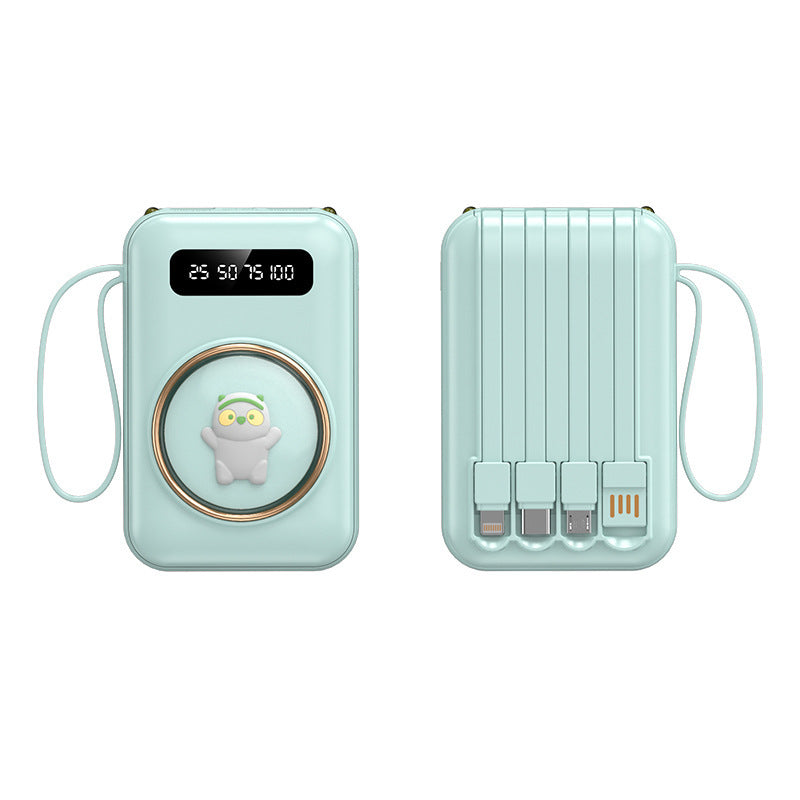 Funny power bank with integrated charging cables Bowlift