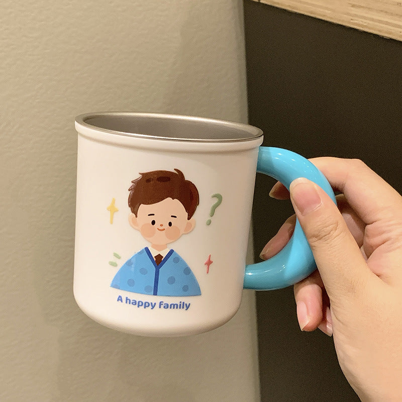 Stainless steel ceramic mug with cheerful family motif Bowlift
