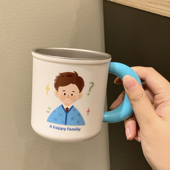 Stainless steel ceramic mug with cheerful family motif Bowlift