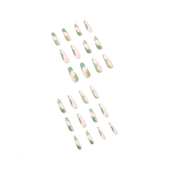 Artful Gel Nails with Elegant Wave Design and Gold Accents Bowlift
