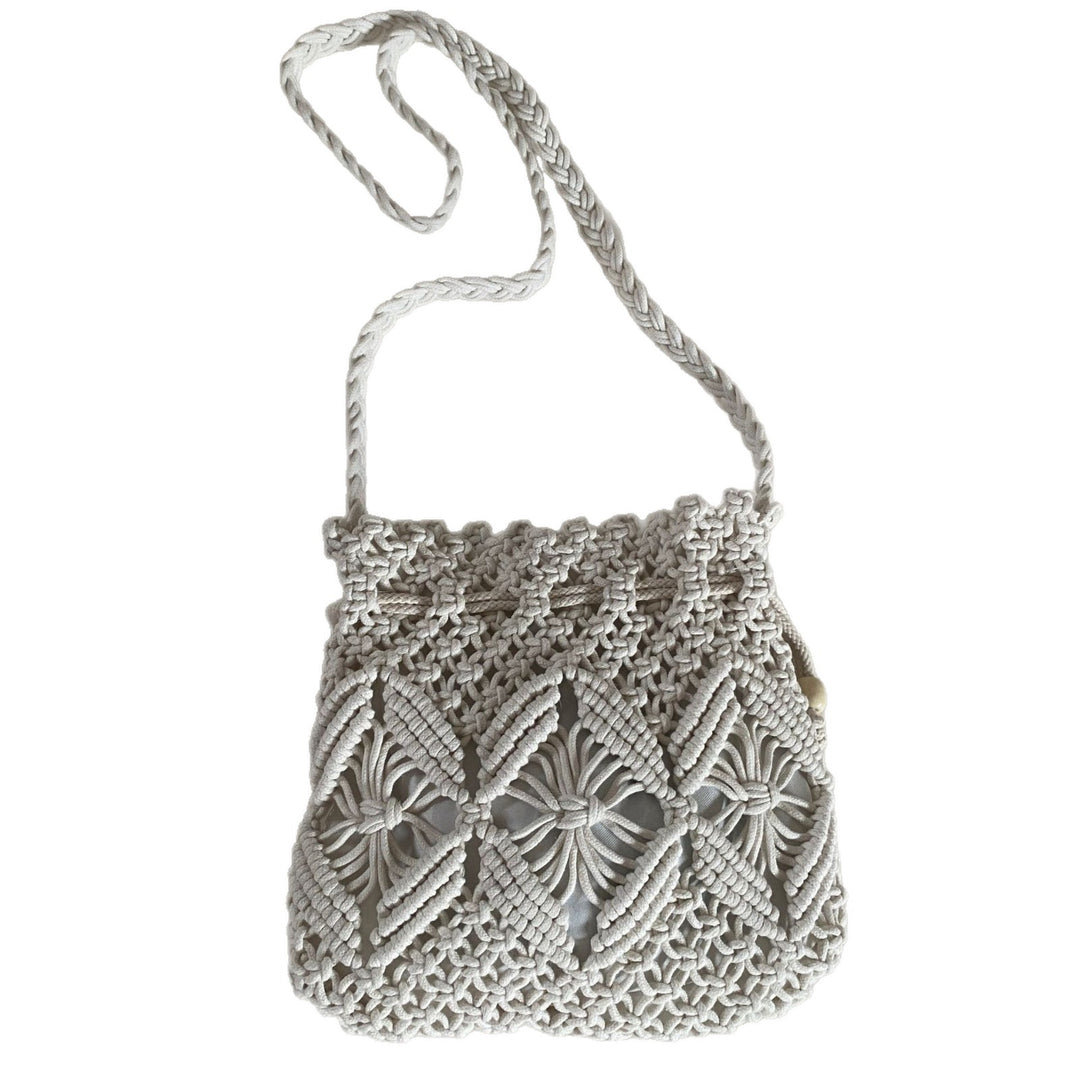 Macrame Crossbody Bag with Detail-Loving Pattern Bowlift