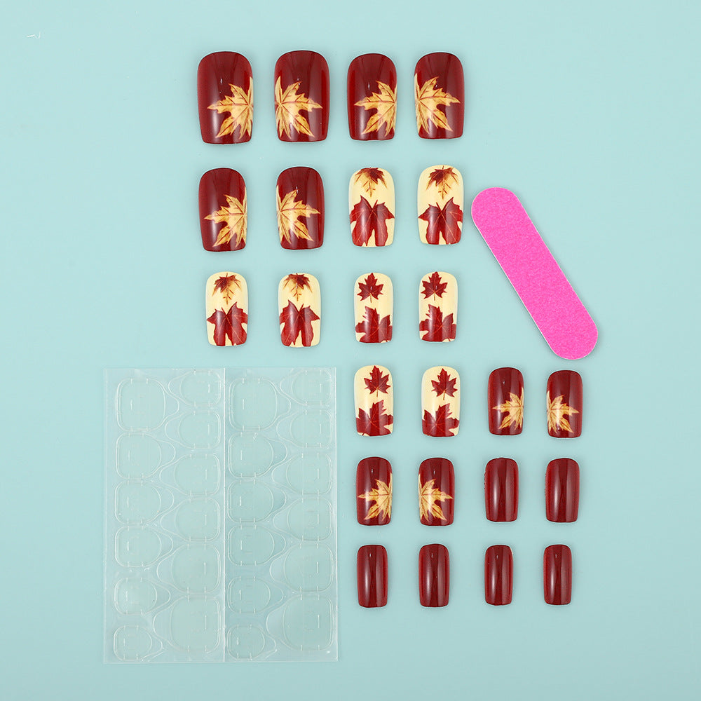 Artificial Nail Set with autumn leaves and various designs Bowlift