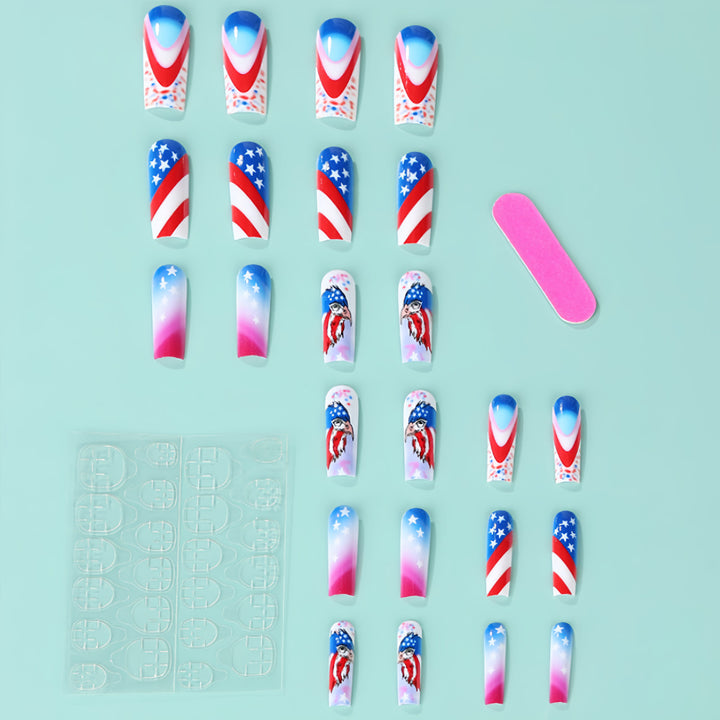 Patriotic design artificial nails Bowlift