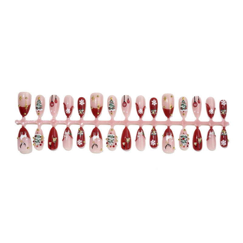 Artificial nail set with festive Christmas motifs and sparkling accents Bowlift