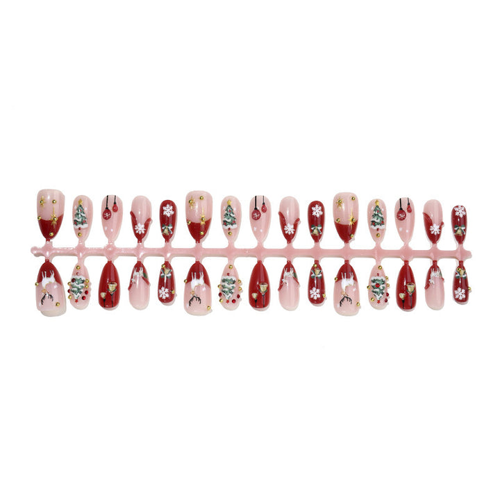 Artificial nail set with festive Christmas motifs and sparkling accents Bowlift