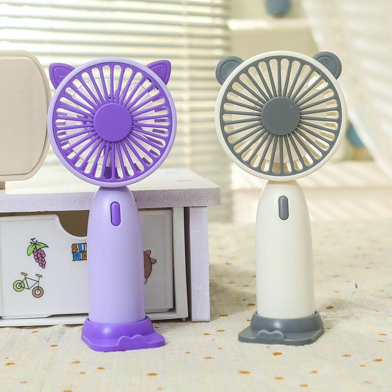 Women's Portable Mini Fan with Cute Cat Design Bowlift