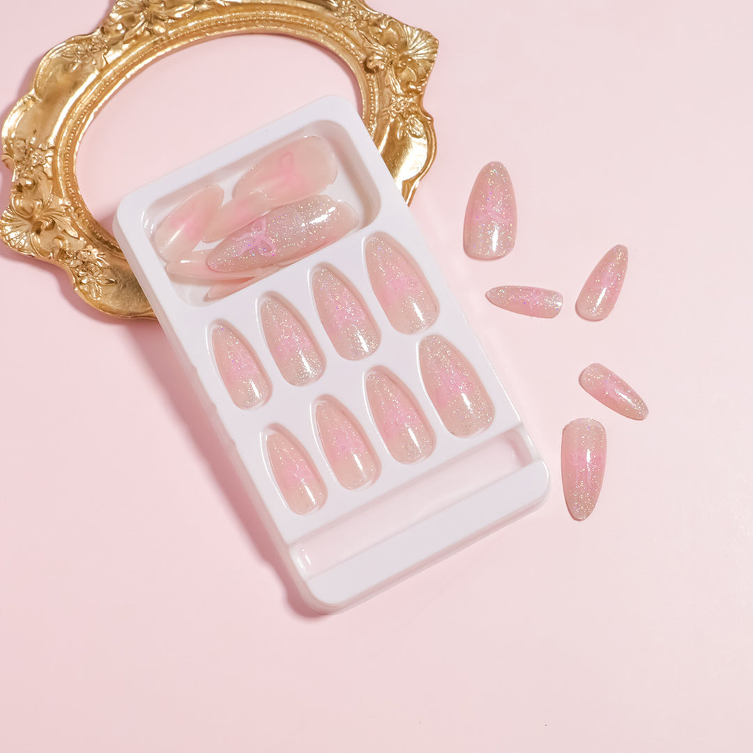 DIY Gradient Glitter Press-On Nails Bowlift