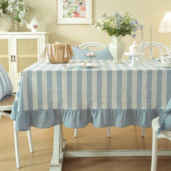 Ruffled Striped Tablecloth