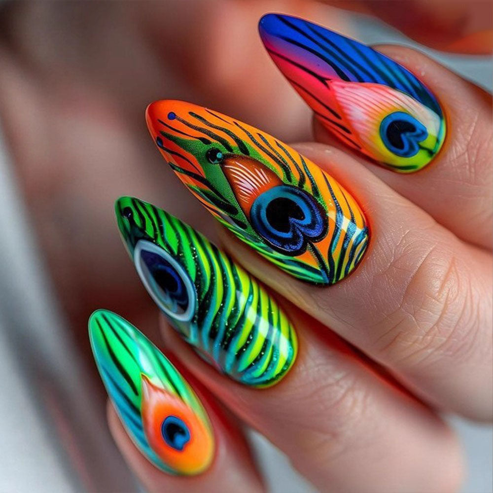Creative Nail Art with Exotic Leaf Design Bowlift