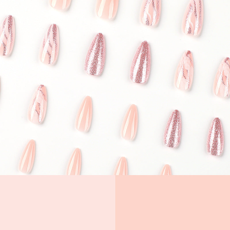 Artful Nail Extensions with Glitter and Marble Design Bowlift