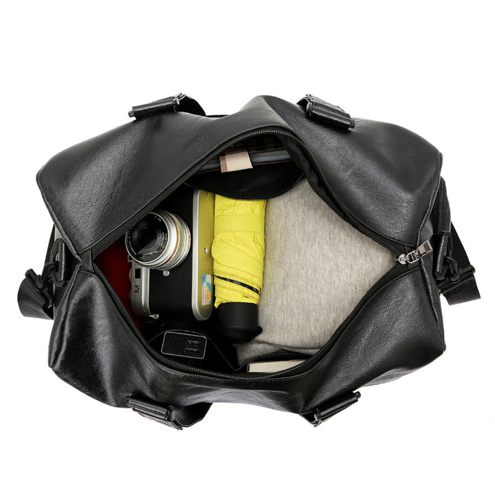 Stylish Faux Leather Travel Duffel Bag Bowlift