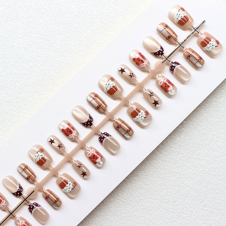 Whimsical Cupcake-Themed Press-On Nail Art Set Bowlift