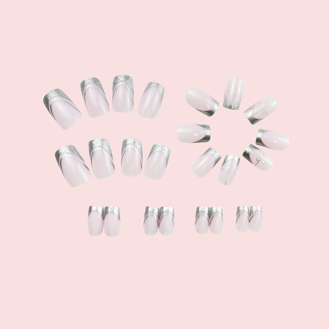 Elegant French Tip Press-On Nail Extensions Bowlift
