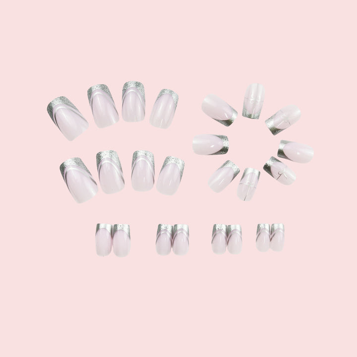 Elegant French Tip Press-On Nail Extensions Bowlift