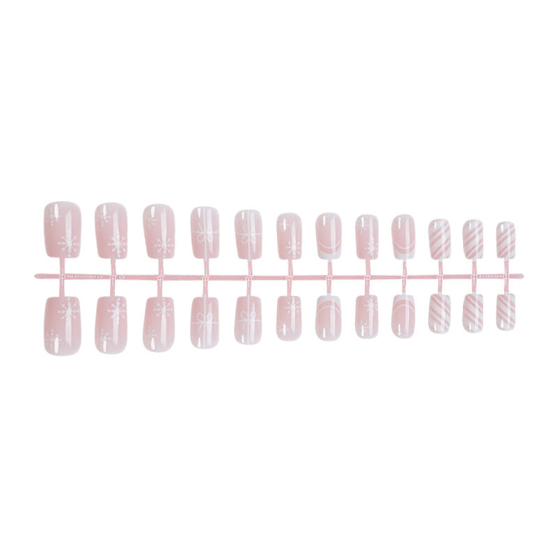 Nail set with elegant floral and striped designs Bowlift