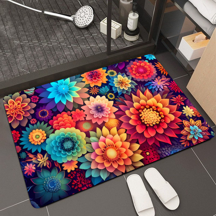 Floral Design Memory Foam Bath Mat Bowlift