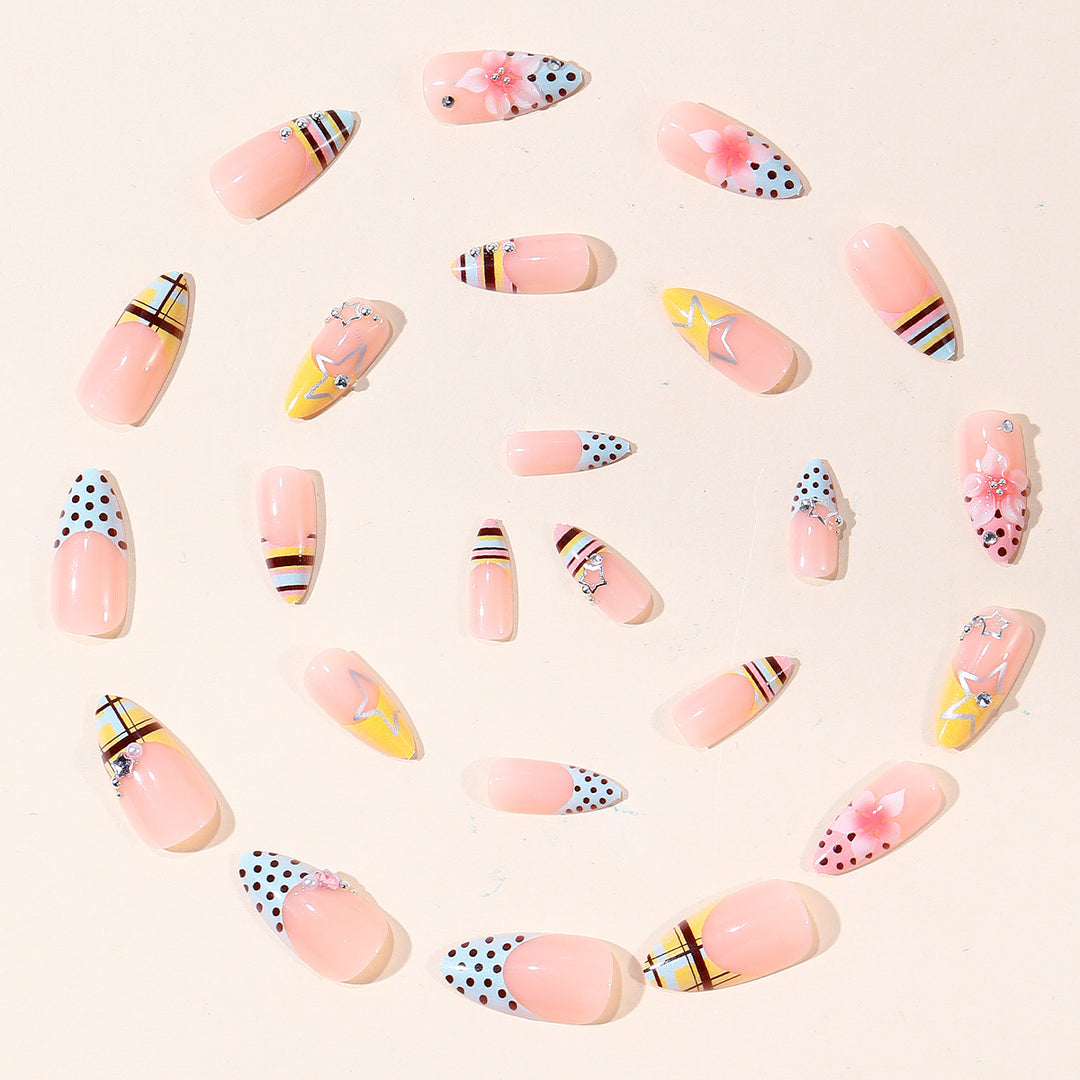 Elegant Floral and Geometric 3D Nail Art Extensions Bowlift