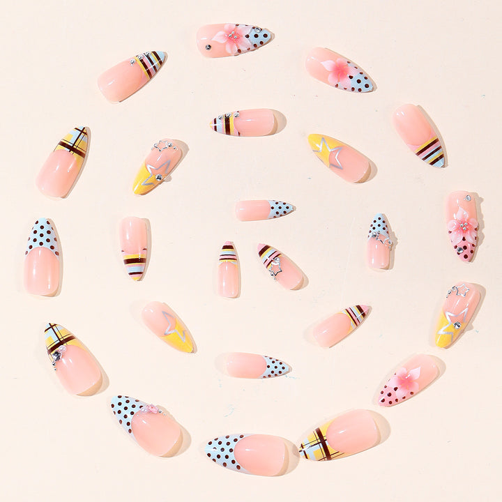 Elegant Floral and Geometric 3D Nail Art Extensions Bowlift