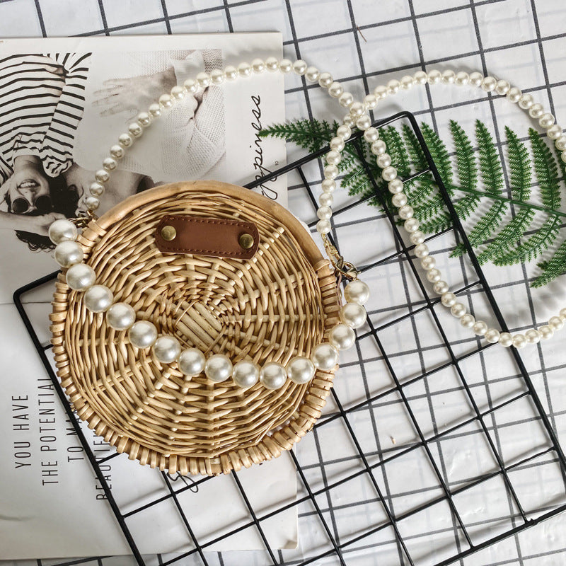Women's Pearl Necklace Basket Bag Bowlift
