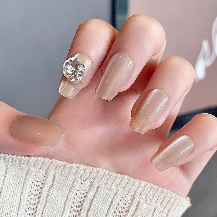 Glamorous Press-On Nail Set with Decorative Gemstone Accents Bowlift