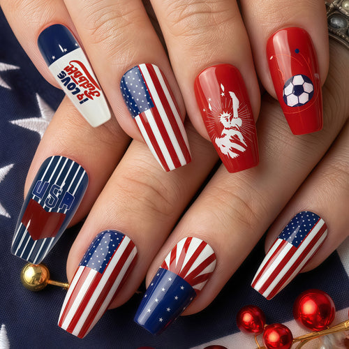 Artificial nails with patriotic design Bowlift