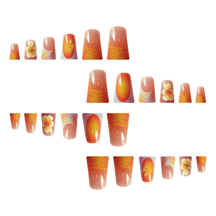 Artistic Floral Press-On Nails Set Bowlift