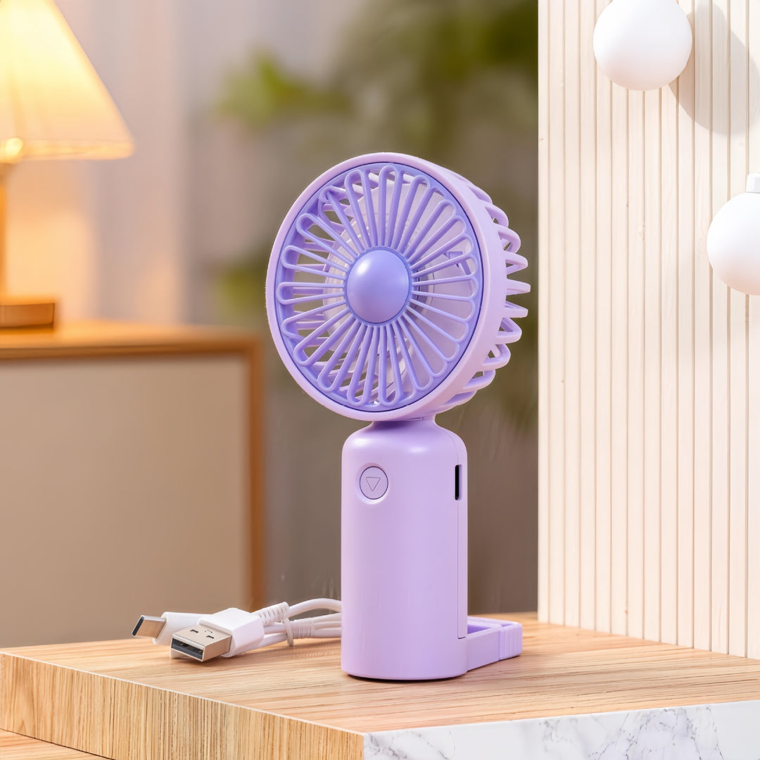 Women's Portable Hand Fan with USB-C Connection and Innovative Design Bowlift